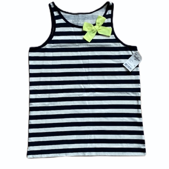 New Osh Kosh Navy White Striped Tank Yellow Bow - Picture 1 of 2